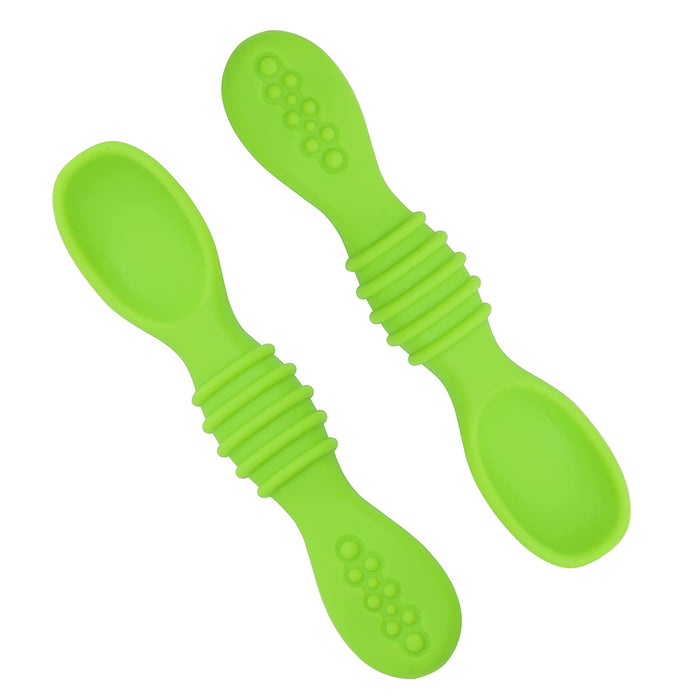 ABOUT SPACE Baby Feeding Spoons - Pack of 2 Softtip BPA-Free, Microwave, Dishwasher & Freezer Safe Flexible Silicone Spoon for First Stage Training, Chew Spoon