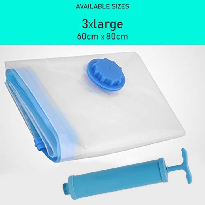ABOUT SPACE Vacuum Bags for Clothes with Pump - (3 Pcs) Reusable Vacuum Storage Bags with Ziplock