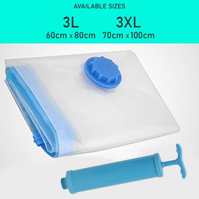 ABOUT SPACE Vacuum Bags for Clothes with Pump - (6 Pcs) Reusable Vacuum Storage Bags with Ziplock