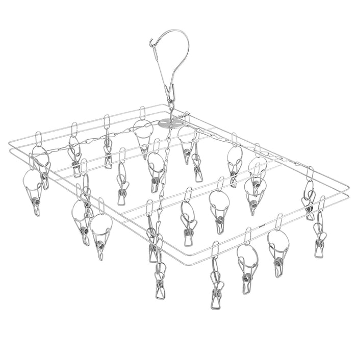 ABOUT SPACE Cloth Pegs - Stainless Steel Drying Hanger with 20 Clips/Pegs, 360 Rotation Holds Upto 5kg