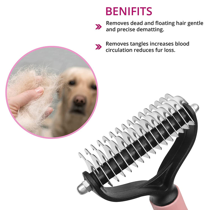 ABOUT SPACE Dog Grooming Brushes - Double Side Dematting Pet Comb