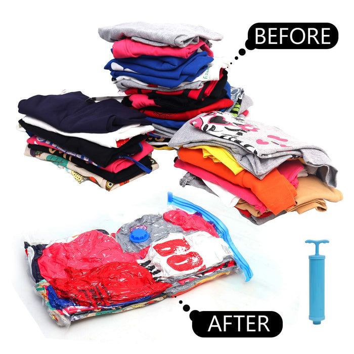 ABOUT SPACE Vacuum Bags for Clothes with Pump - (10 Pcs) Reusable Vacuum Storage Bags with Ziplock