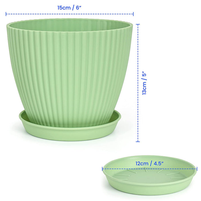 ABOUT SPACE Planter Pot - 6 Inch Plastic Flower Pots with Drain Hole & Tray for Succulents,Foliage