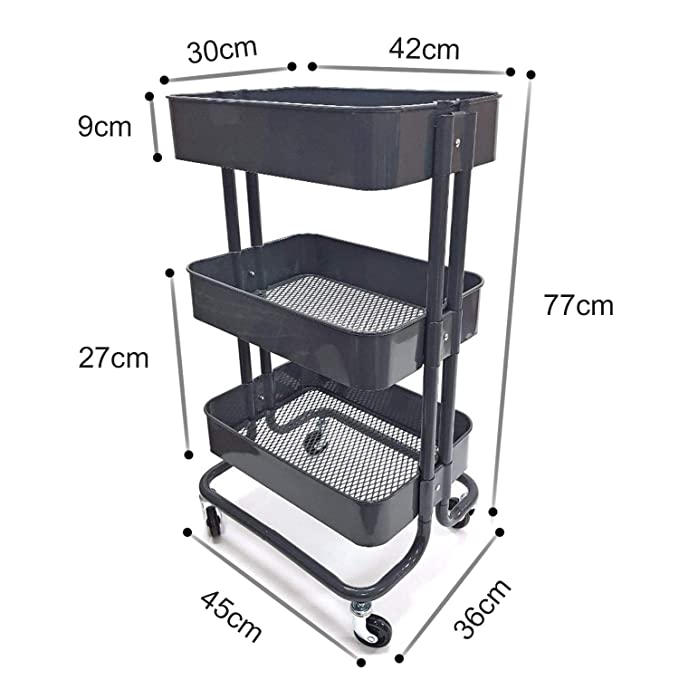 3-tier Movable Rectangular Mesh Rack
