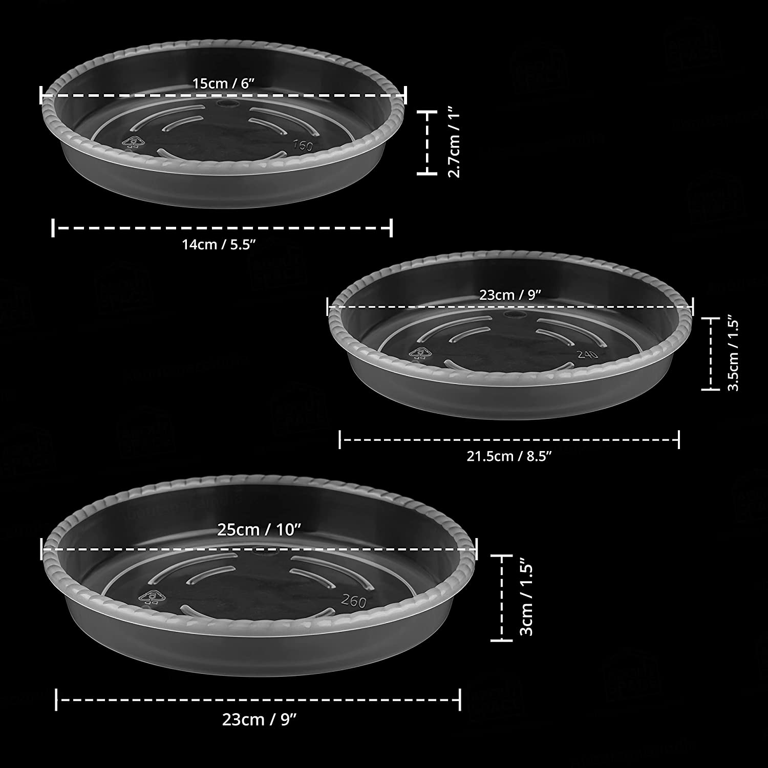 ABOUT SPACE Plant Pot Trays (12 Pack) Clear Reusable Plastic Plant Saucer Base Plates