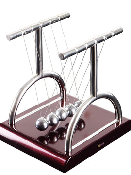 ABOUT SPACE Newton Cradle Pendulum - Metal Perpetual Motion Toy & Swing Balance Collision Ball Decoration Figurine with Polished Plastic Base & Nylon Strings for Office Desk (L13.5 x B11 x H13.5 cm)