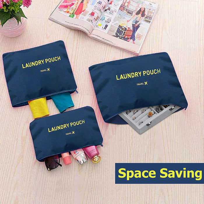 ABOUT SPACE Packing Cubes for Travel - Pack of 8 Organizer Bags - 2 Drawstring Shoe Bag, 3 Packing Mesh Cube Bags with Zipper, Handle & 3 Pouches for Cosmetics