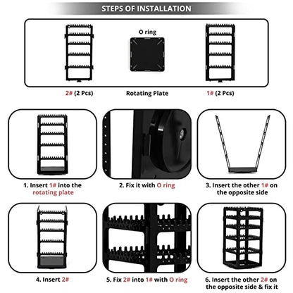 ABOUT SPACE Rotating Earrings Stand Jewelry Display Organiser With 212 Holes 232 Grooves For Hanging Studs Necklaces Bracelets Chains - Black, Acrylic