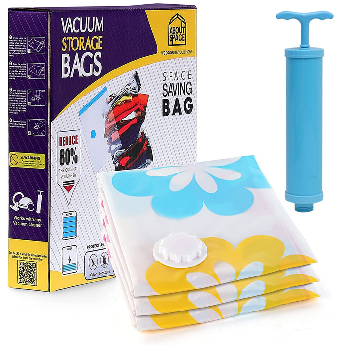 ABOUT SPACE Vacuum Bags for Clothes(3 Pcs) Reusable plastic Vacuum Storage Bags with Ziplock
