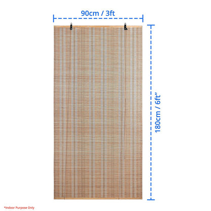 AS-BC001-3FT ABOUT SPACE Bamboo Curtains - Rope Mechanism Roll Up Down Bamboo Shade for Sunlight, Dust Protection Window