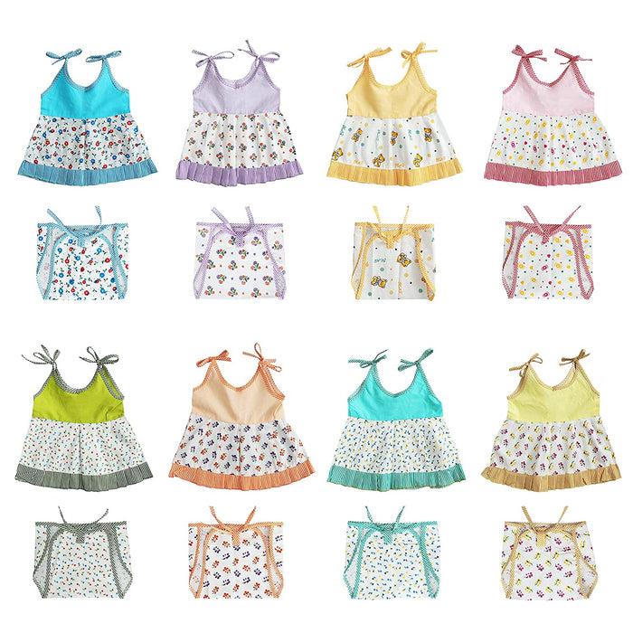 ABOUT SPACE New Born Baby Clothes - New Born Baby Cotton Frocks with Nappies for Baby Girls