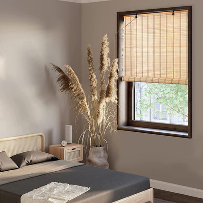ABOUT SPACE 2 Pcs Bamboo Curtains - W 3 ft x H 6 ft - Rope Mechanism Roll Up Down Bamboo Shade for Sunlight, Dust Protection Window Chick Blinds for Balcony, Restaurant, Dhaba, Hotel, Resort