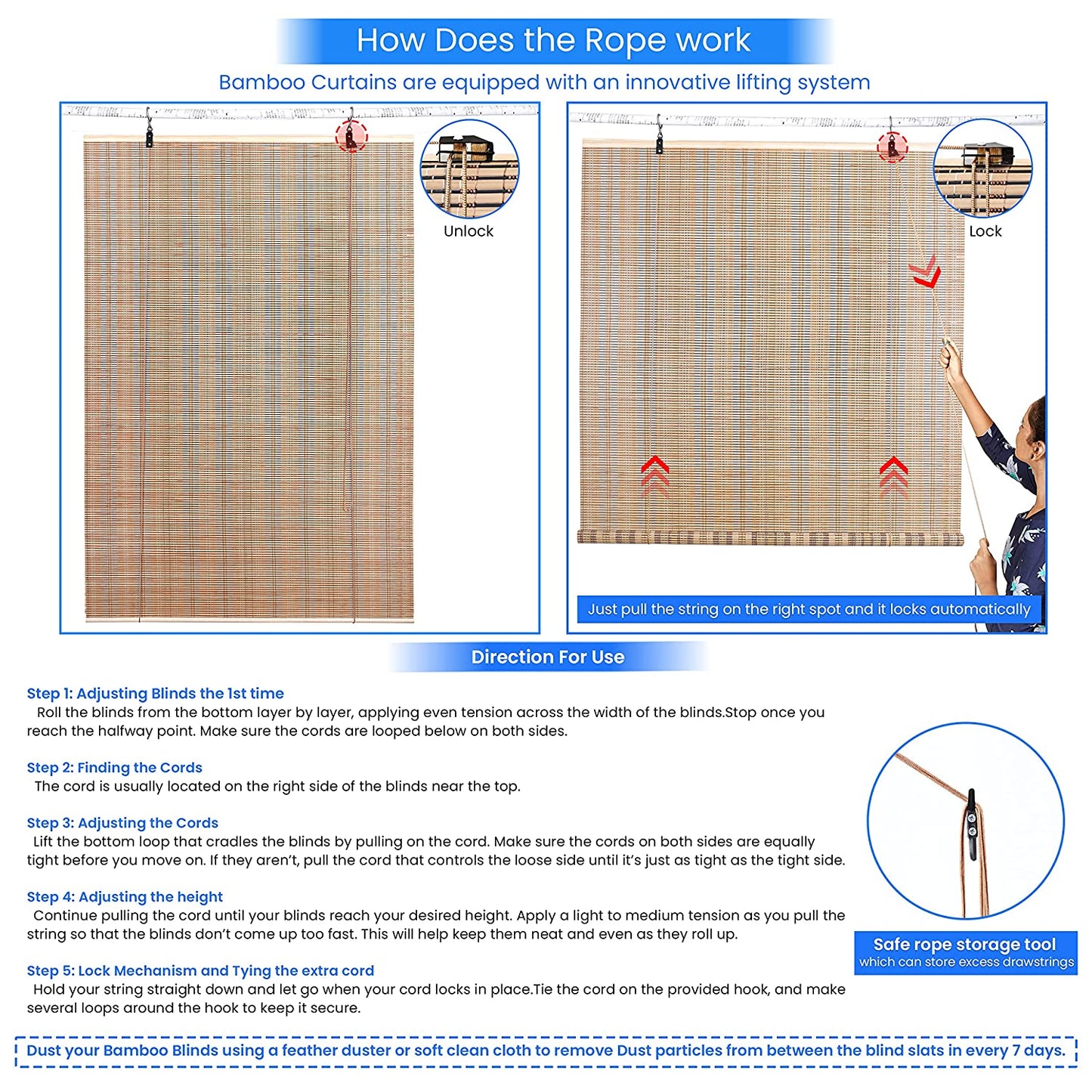 ABOUT SPACE Bamboo Curtains (Beige, W 5 ft x H 6 ft)