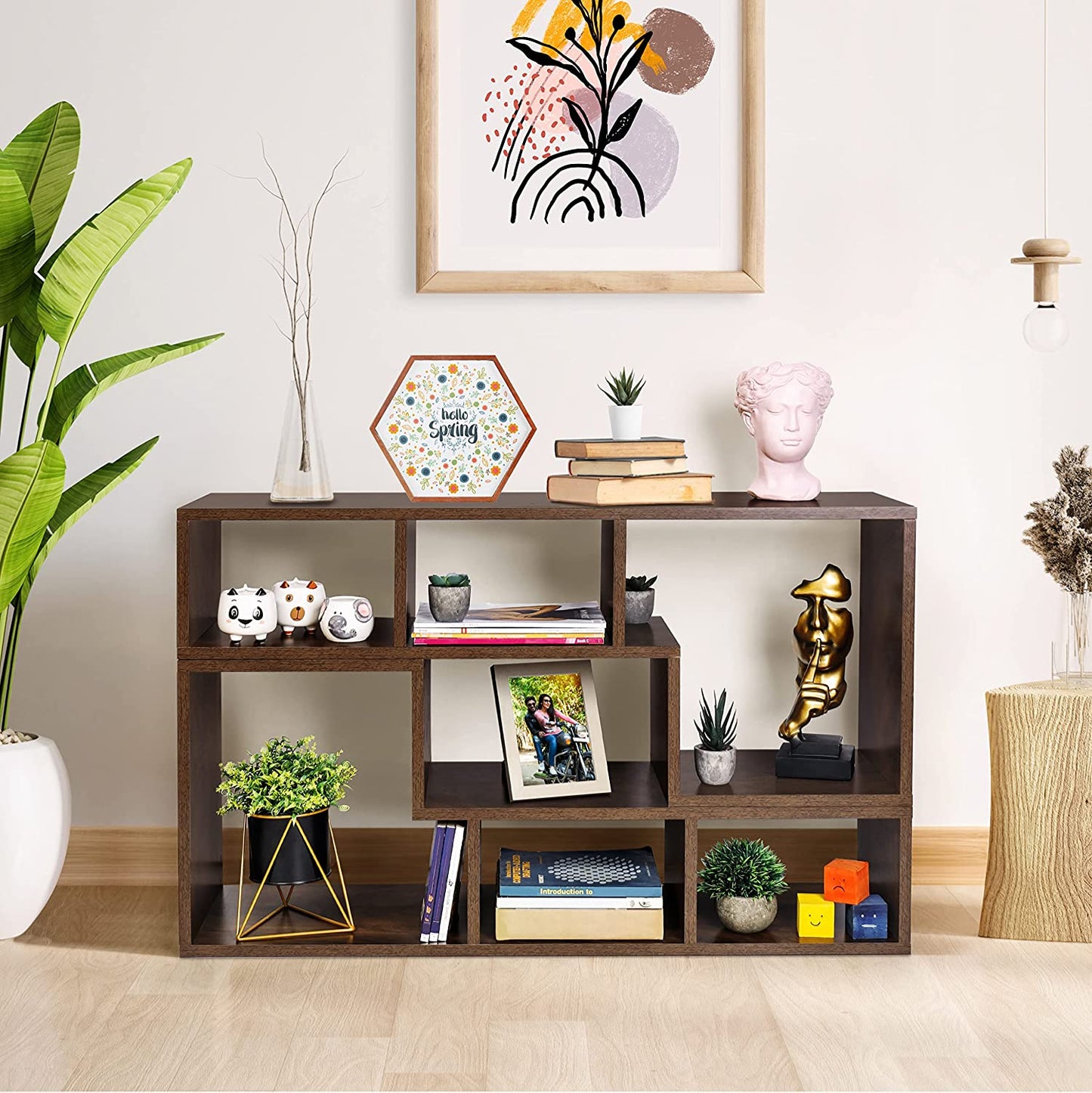 ABOUT SPACE Wooden TV Stand - TV Entertainment Unit and Shelf Storage ,2 L Shaped TV Unit for 32 to 72 inch TV,Adjustable TV Table - Walnut Brown