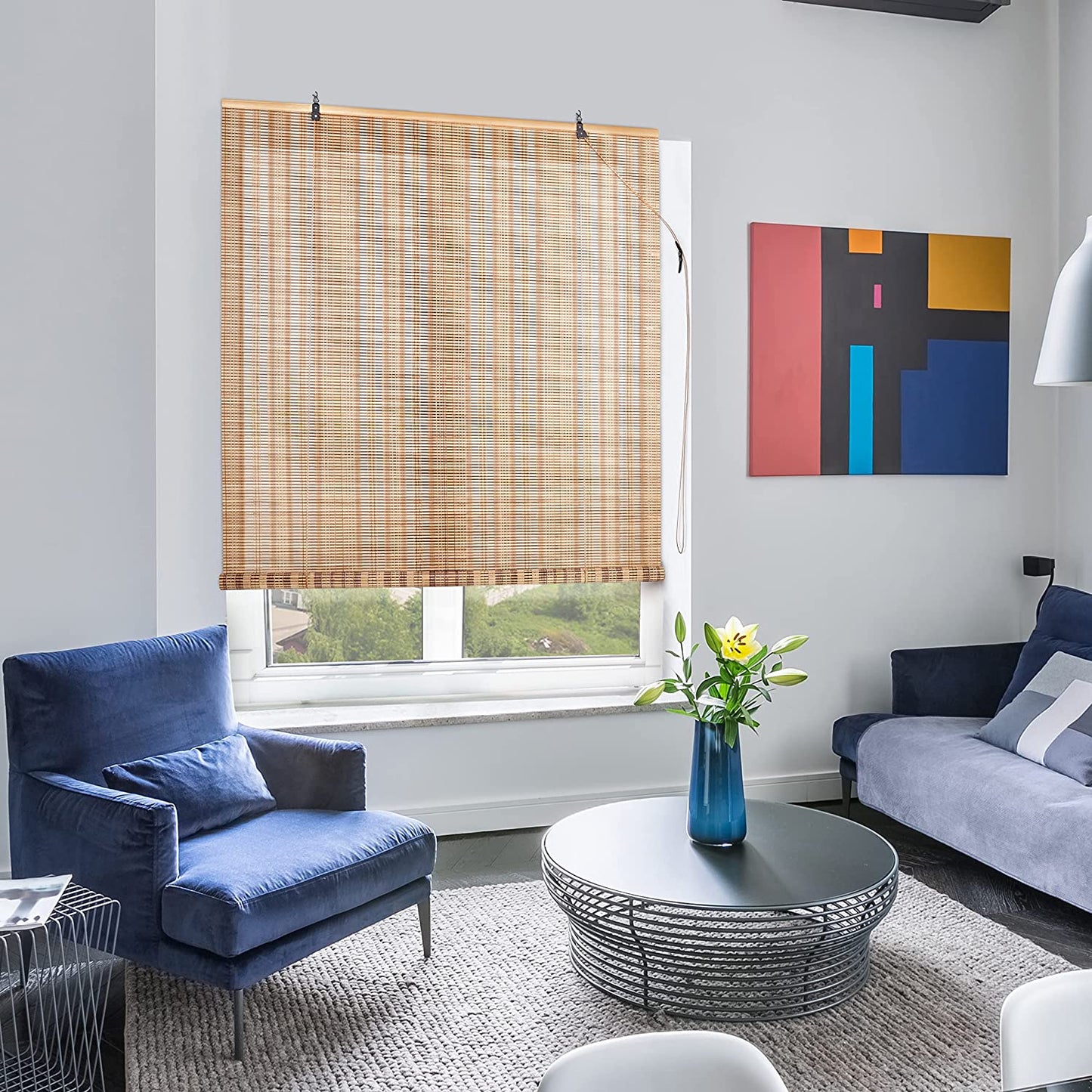 ABOUT SPACE Bamboo Curtains (Beige, W 5 ft x H 6 ft)