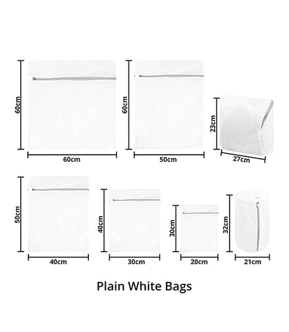 ABOUT SPACE Laundry Clothes Washing Bags -(7 Bag) Nylon Breathable Mesh Bag with Zipper for Washing Machine - Storage Bag for Socks, Lingerie, Stockings (5xRectangular,1xCylindrical,1xSemiCylindrical)