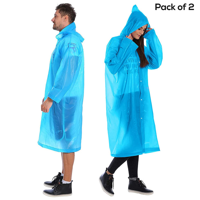 ABOUT SPACE Plastic Raincoat - PVC Transparent Water Proof Reusable Poncho Rainwear with Hoodie