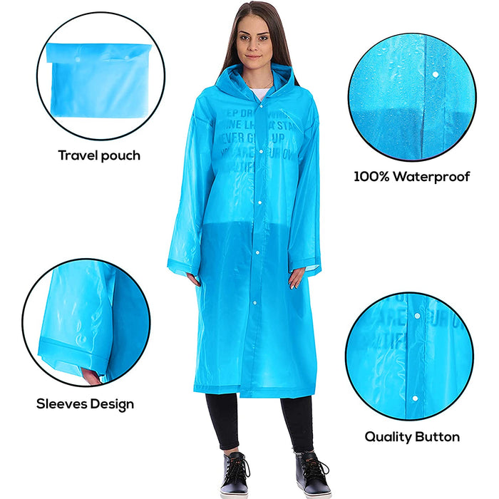 ABOUT SPACE Plastic Raincoat - PVC Transparent Water Proof Reusable Poncho Rainwear with Hoodie