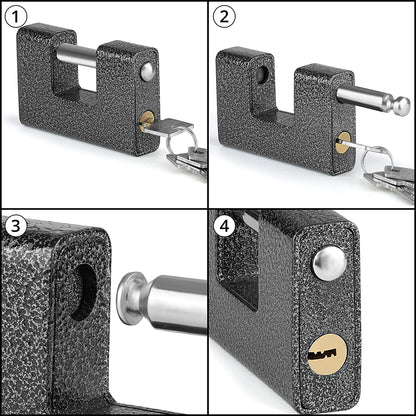 ABOUT SPACE Heavy Duty Padlock with 4 Keys - 814g Hardened Steel Security Padlock with Anti Drill & Pick Cylinder Security Shackle Chain Lock for Garage,Door,Containers,Shutter,Locker,Warehouse,Gates