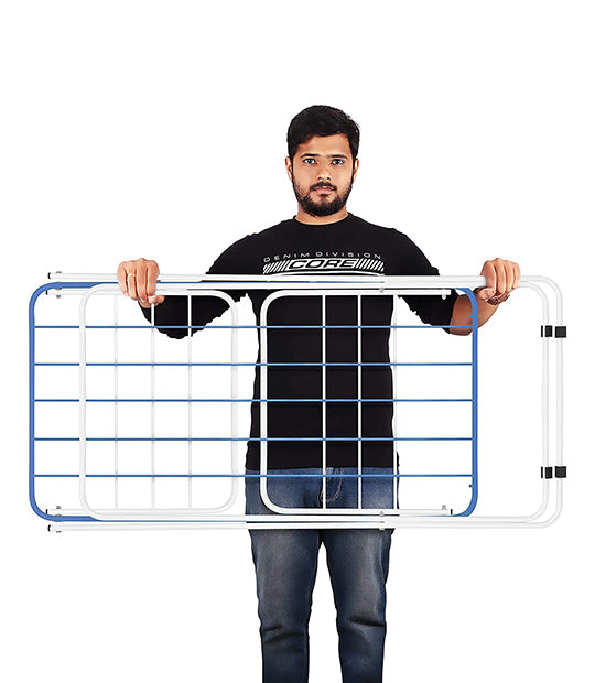Foldable Steel Cloth Dryer - Dark Blue with White
