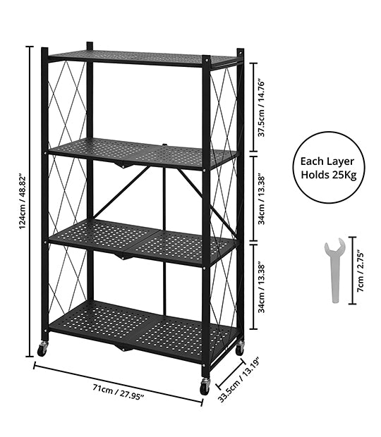 4-Tier Large Foldable Metal Kitchen Rack