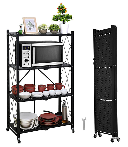 4-Tier Large Foldable Metal Kitchen Rack