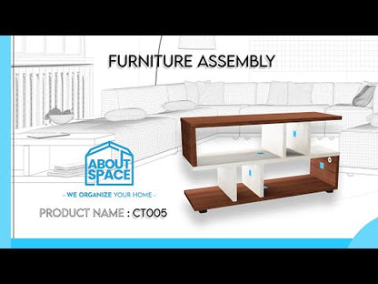 ABOUT SPACE Wooden Coffee Table - Tea Poyee Table with Storage (Walnut - L 100 x B 40 x H 39 cm)